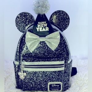 Loungefly Disney Minnie Mouse Exclusive Happy New Year Glitter Mini Backpack